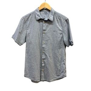 Allsaints logo Gray Cotton Hermosa S/S Mens Button Front TOP Size small S